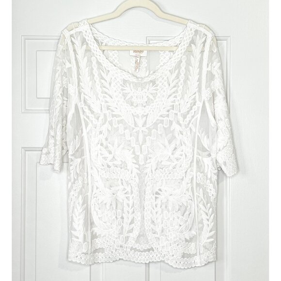 Laundry By Shelli Segal Tops - Laundry by Shelli Segal White Mesh Blouse